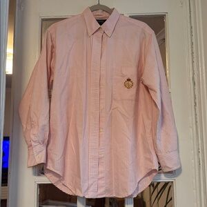 Ralph Lauren Pink and White Striped Button Down Shirt